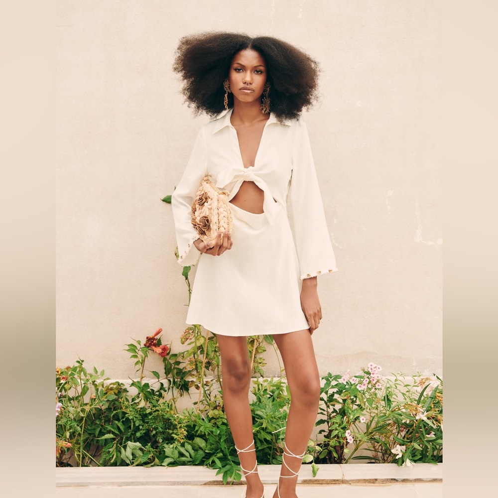 Brand New Zara Cream Knotted Linen Blend Dress Size XS & M  Ref 7809/356